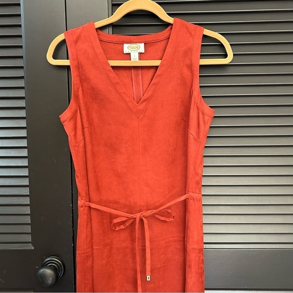 Talbots Perfect Fall Dress! Faux Suede in Burnt Umber Orange, Size 2 Petite - Picture 2 of 15